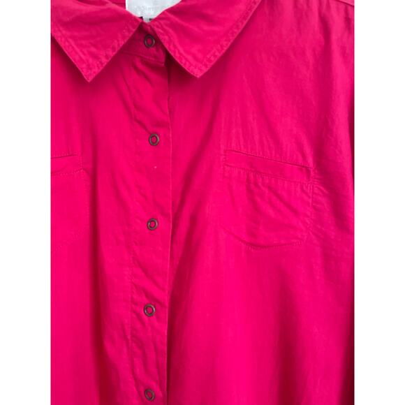 Soft Surroundings pink cotton collared shirt snaps roll tab sleeves pockets 1X - Picture 3 of 7